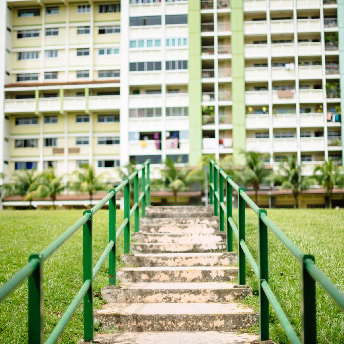 flats-path-green steps leading up to flats